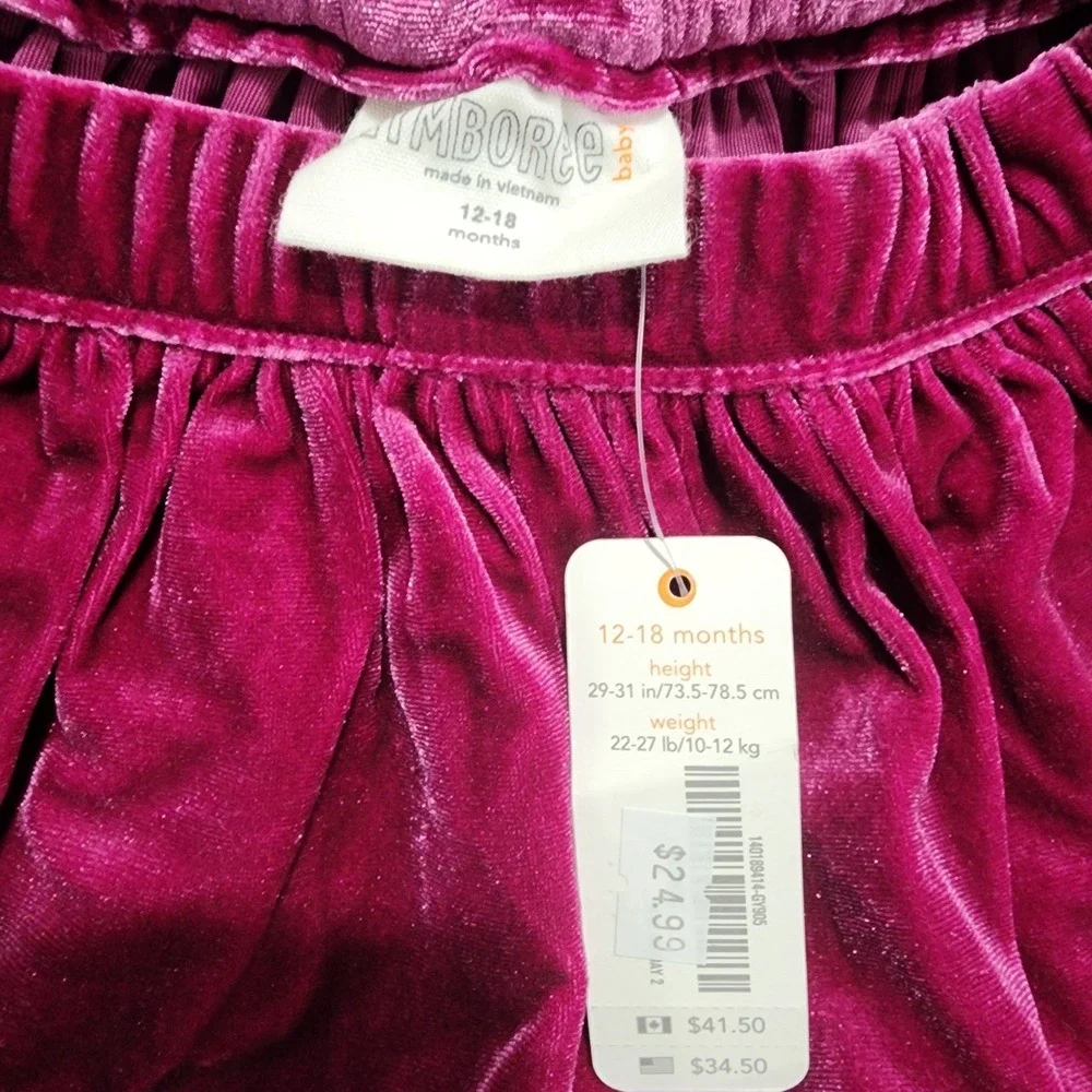 Gymboree Baby Girls Velvet Skirt and‎ Bloomer Set Fuchsia Pink 12 18 Months